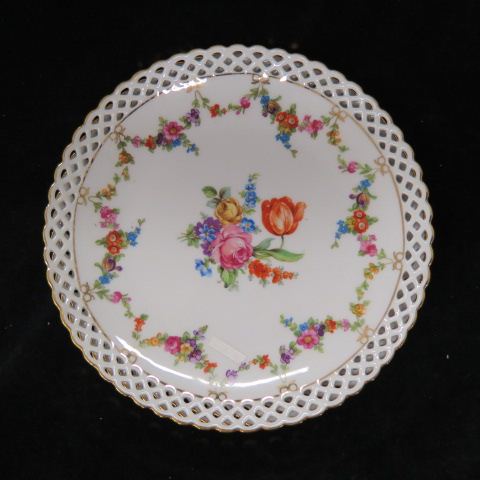 Appraisal: Shumann Bavarian Porcelain Plates reticulated border floral garland excellent