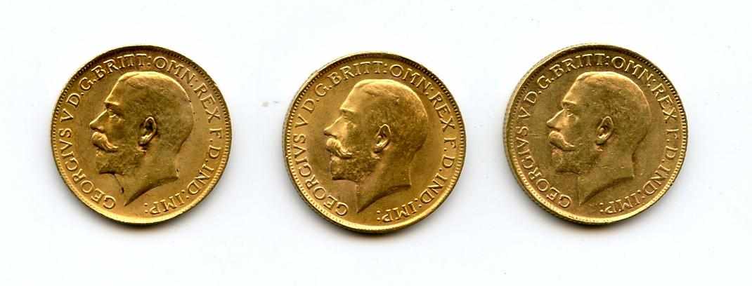 Appraisal: South Africa George V Sovereigns -SA KM- A lot worthy