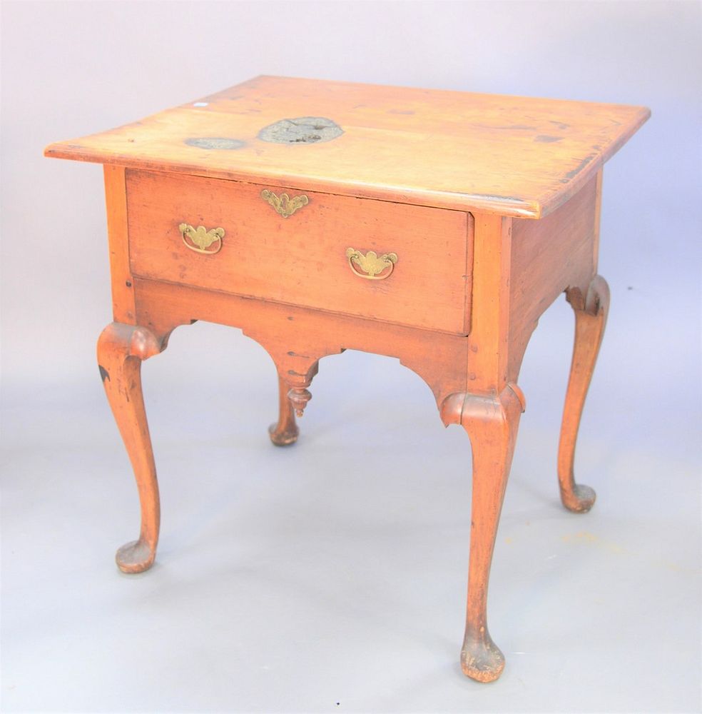 Appraisal: Queen Anne cherry work table two board top one drawer