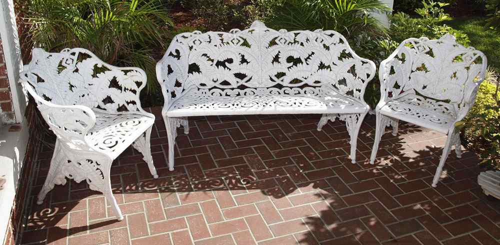 Appraisal: McHOSE CO VICTORIAN ERA CAST IRON GARDEN BENCH AND CHAIRS