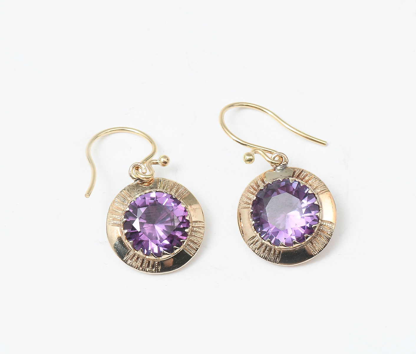 Appraisal: K K CT AMETHYST EARRINGS Rich purple CTW MM amethyst