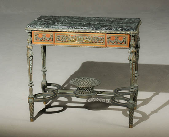 Appraisal: Louis XVI Style Ormolu Mounted Tulipwood Center Table After Adam