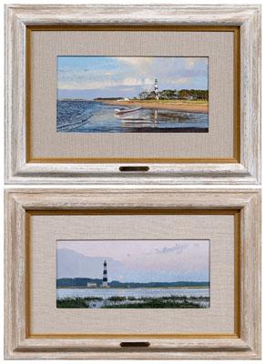 Appraisal: Two North Carolina paintings lighthouse at Cape Lookout signed indistinctly