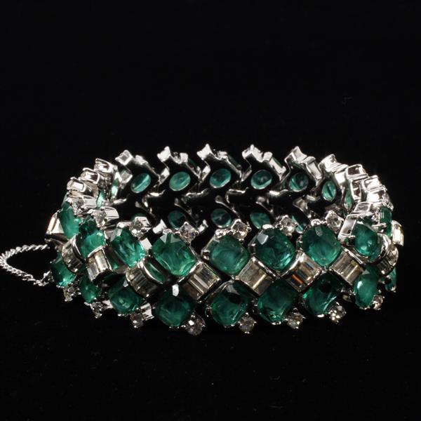 Appraisal: Joseph Mazer Jomaz Emerald Clear Rhinestone Bracelet