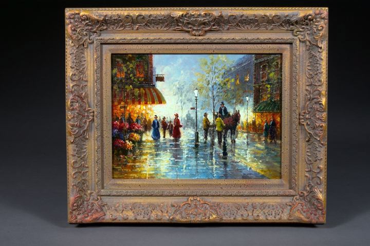 Appraisal: French School st Century Parisian Street Scene oil on canvas