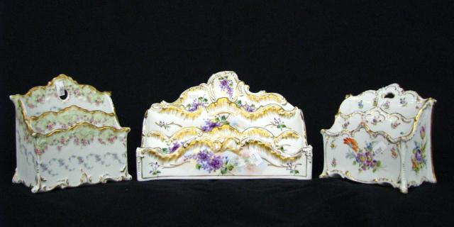 Appraisal: Group of Three Porcelain Letter Holders largest is long unmarked