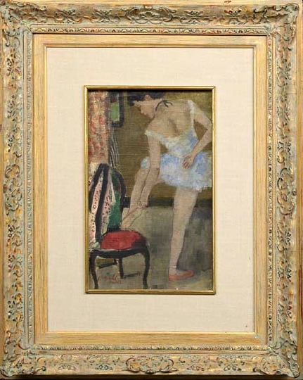 Appraisal: Francois Gall French - Ballerina Lacing Her Slippers oil on