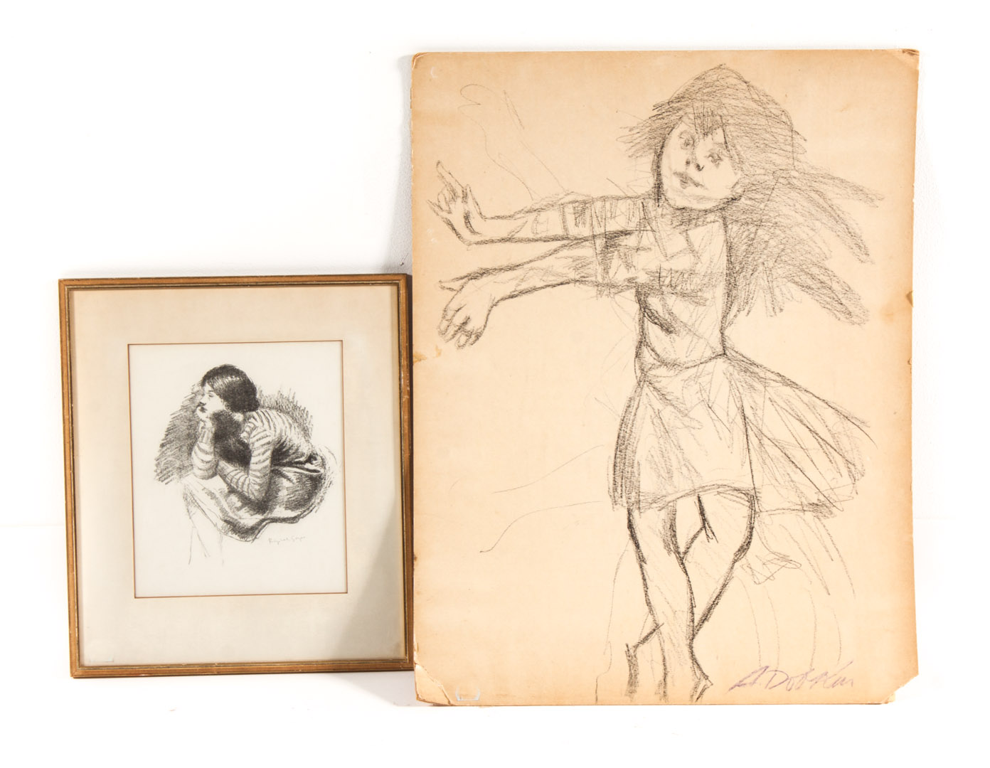 Appraisal: Raphael Soyer litho and Alexander Dobkin drawing Raphael Soyer American