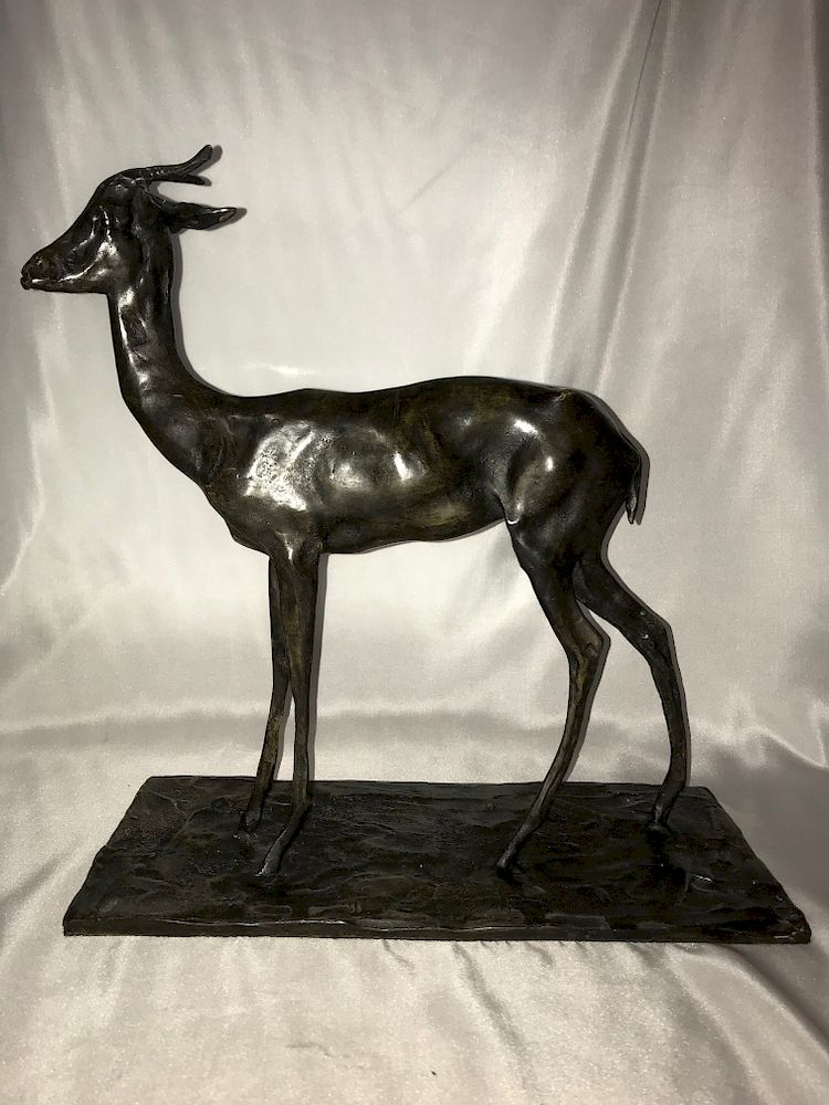 Appraisal: REMBRANDT BUGATTI ITALIAN BRONZE SCULPTURE OF DEER REMBRANDT BUGATTI ITALIAN