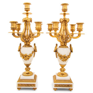 Appraisal: A Pair of Louis XVI Style Marble and Gilt Bronze