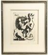 Appraisal: ETCHING - Woman Struggling with Bull by Jacques Lipchitz NY