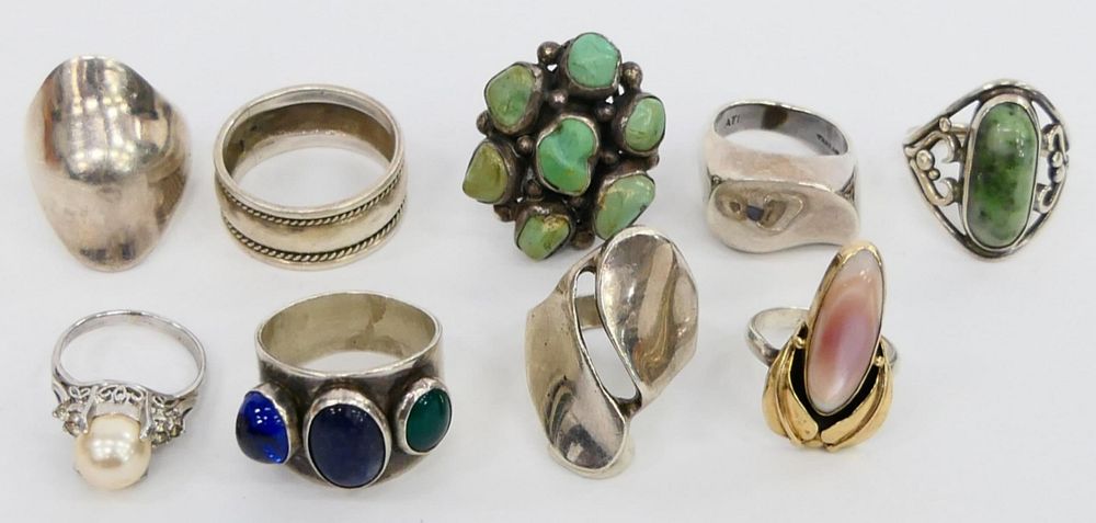 Appraisal: LOT OF VARIOUS STERLING SILVER RINGS A lot of sterling