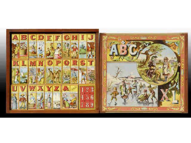 Appraisal: Wood Alphabet Puzzle with Original Box Description Blocks '' x