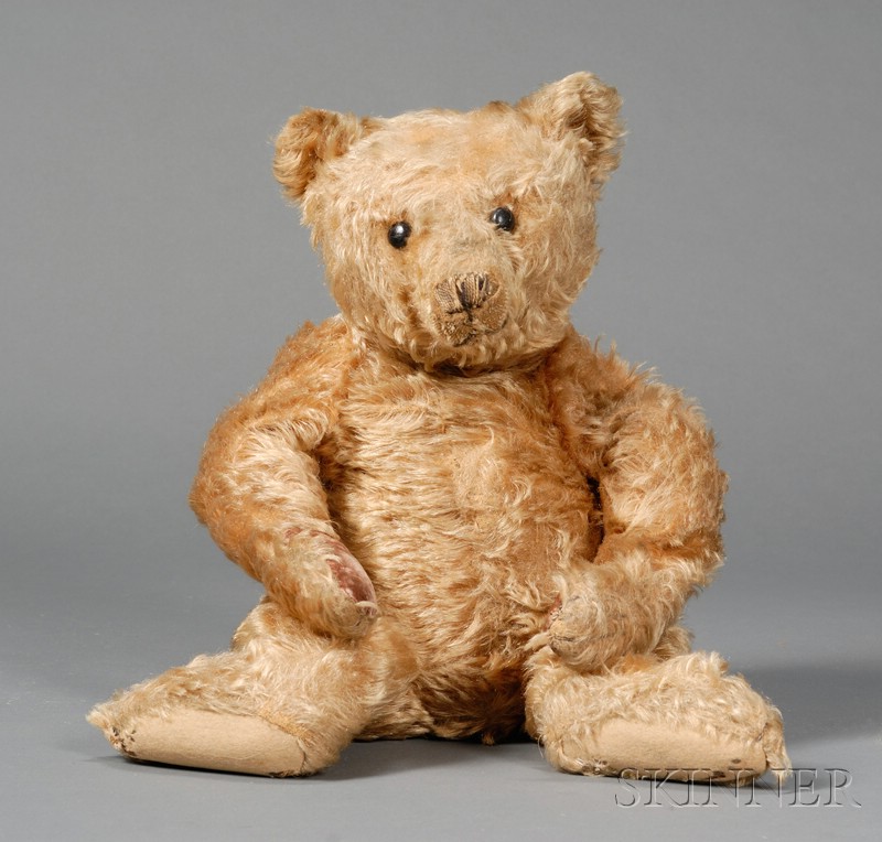 Appraisal: Steiff Long Gold Mohair Teddy Bear c black steel eyes