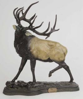 Appraisal: Cast Resin Figure of Elk The Challenge - in Provenance