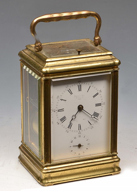 Appraisal: A TH CENTURY FRENCH CARRIAGE CLOCK having a white enamel