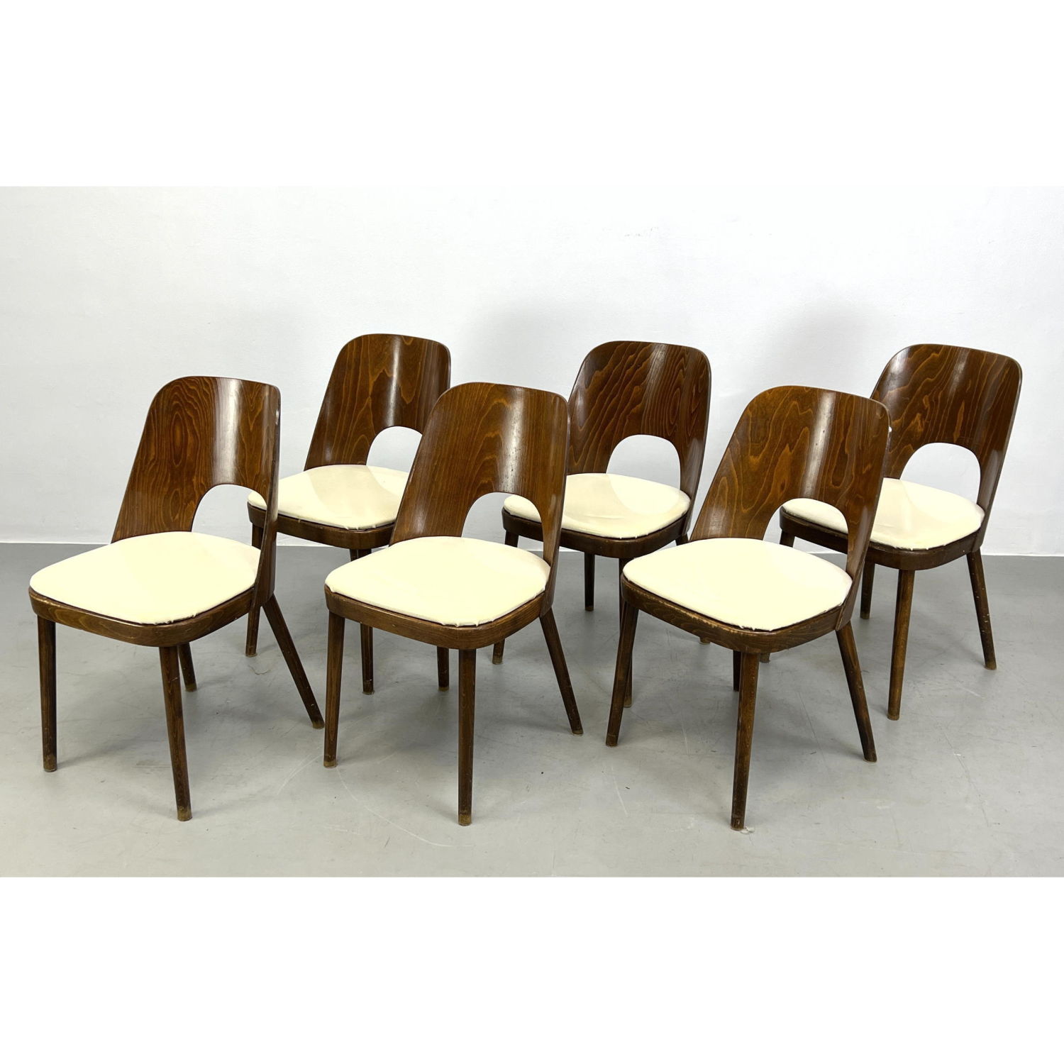 Appraisal: Set Molded Wood Dining Chairs Curved backs Dimensions H inches