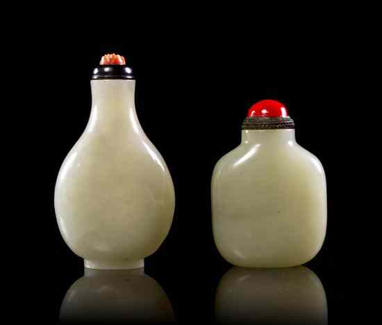 Appraisal: Two Jade Snuff Bottles comprising a white and grey colored