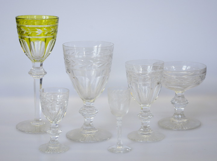 Appraisal: Good and Extensive Sixty-Three-Piece English Cut Glass Partial Stemware Service