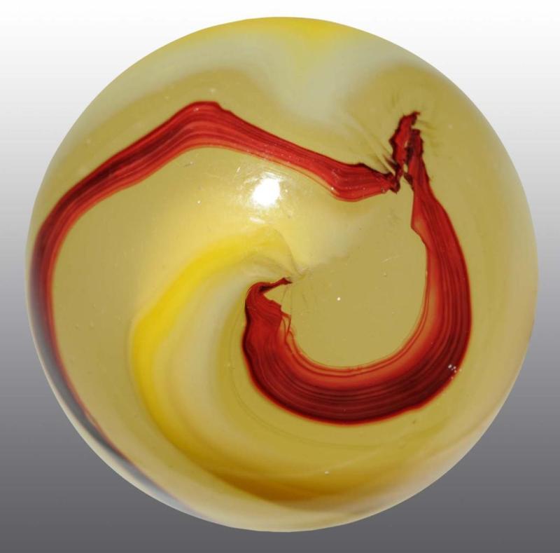 Appraisal: Akro Egg Yolk Oxblood Marble Description Typical egg yolk oxblood