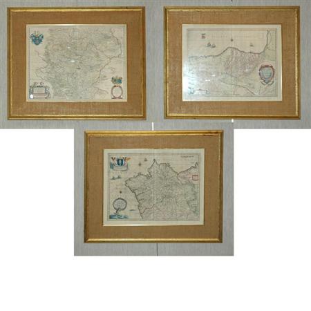 Appraisal: MAPS Group of three hand-colored maps engraved after Willem Blaeu