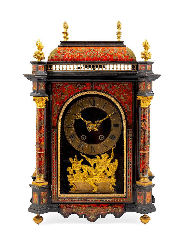 Appraisal: A Boulle Marquetry Mantel Clock A Boulle Marquetry Mantel Clock