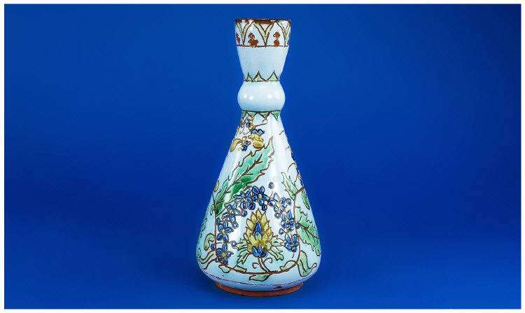 Appraisal: Carlo Manzoni Granville Pottery Vase Scraffito Flower and Leaf Decoration