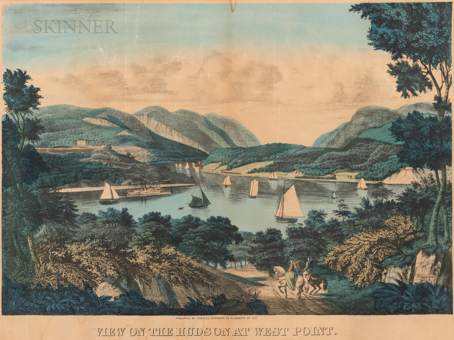 Appraisal: FRAMED CHARLES BROTHERS VIEW ON THE HUDSON AT WEST POINT