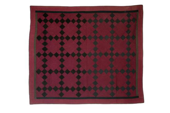 Appraisal: OHIO AMISH QUILT Early th century wool and cotton Nine