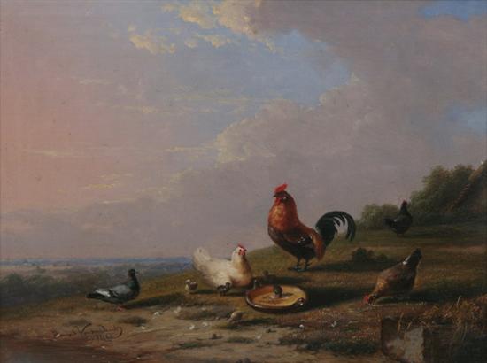 Appraisal: FRAN OIS VAN SEVERDONCK Belgian - CHICKENS IN A BARNYARD