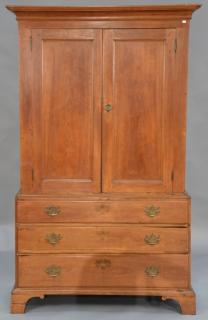 Appraisal: Chippendale cherry cabinet in two parts upper section with two