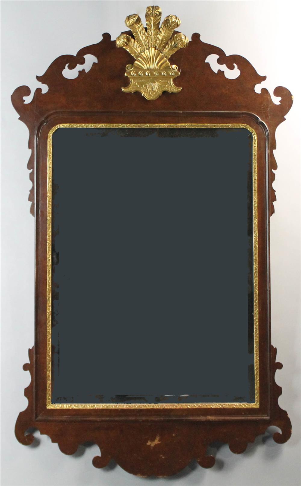 Appraisal: COLONIAL WILLIAMSBURG GEORGIAN STYLE GILT AND WALNUT MIRROR BY FRIEDMAN