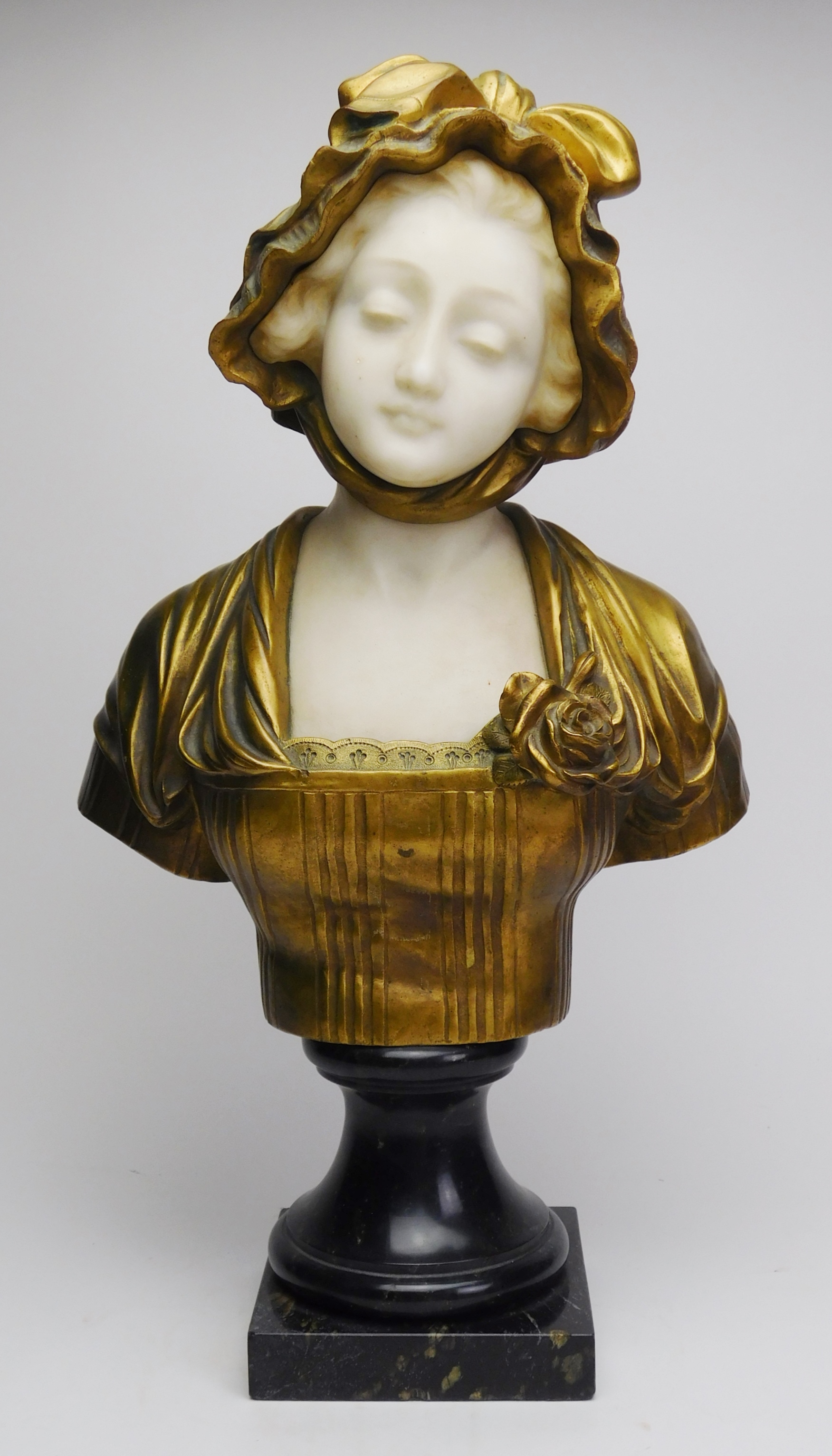 Appraisal: th th c French bronze and marble bust of a