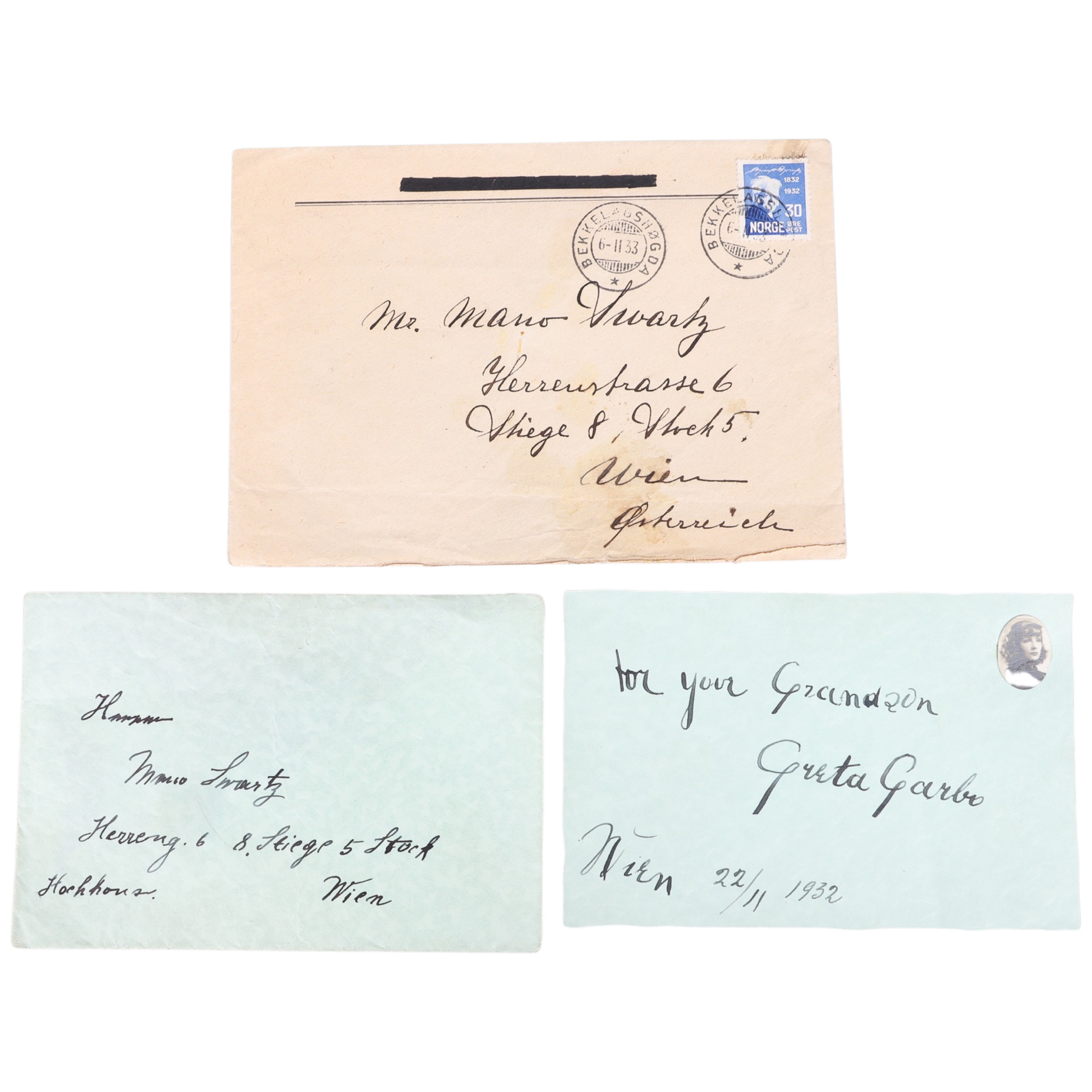 Appraisal: An apparent autograph of Greta Garbo - on a pale