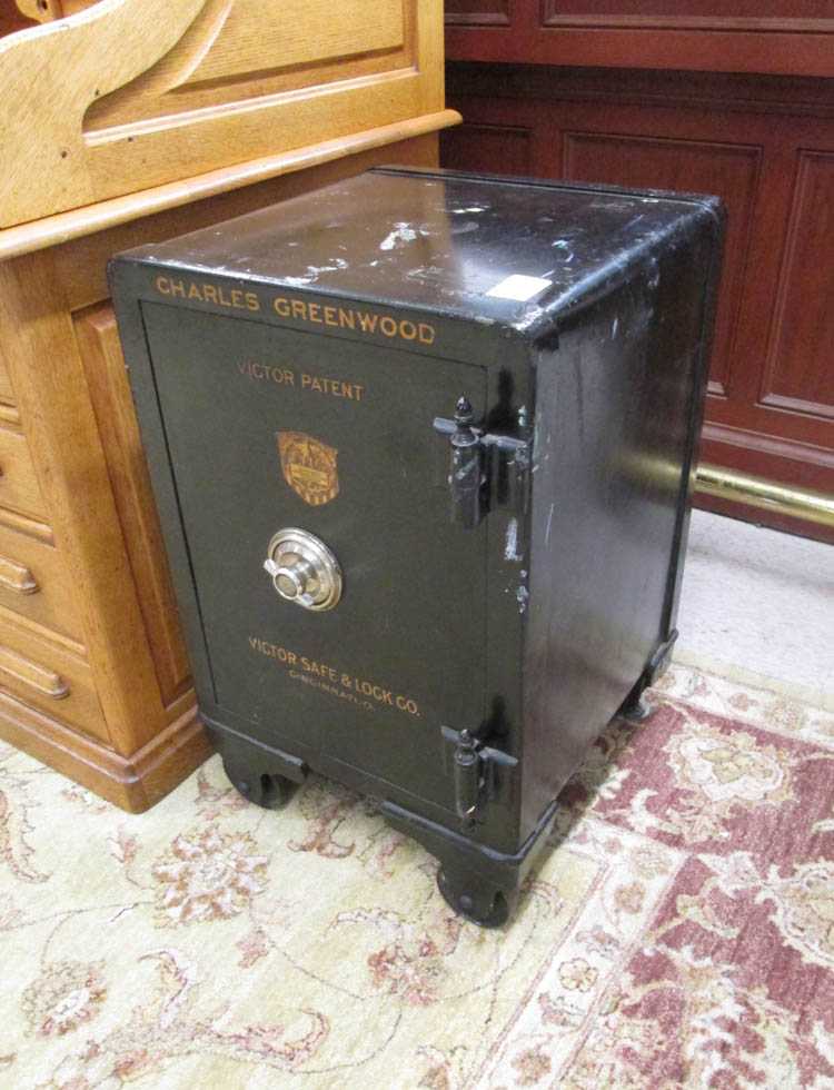 Appraisal: SMALL ANTIQUE FLOOR SAFE Victor Safe Lock Co Cincinnati Ohio