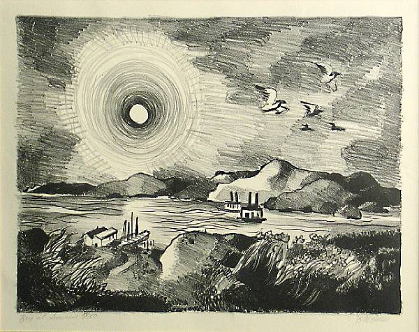 Appraisal: Dong Kingman American - Bay at Sunrise n d Lithograph