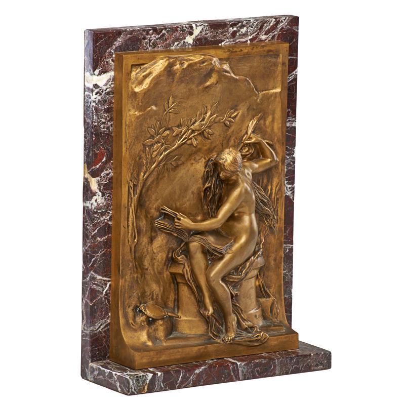 Appraisal: HENRI MICHEL ANTOINE CHAPU French - Bronze relief sculpture Allegory