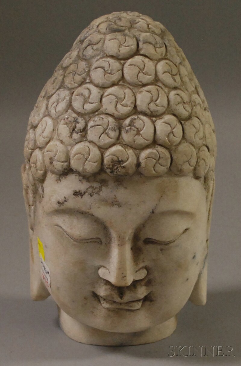 Appraisal: Asian Carved Marble Head of Buddha ht in