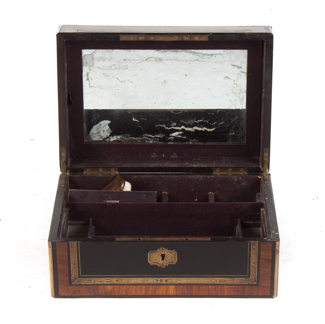 Appraisal: Victorian inlaid rosewood toiletry box second half- th century in