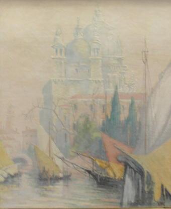 Appraisal: FAVAI Gennaro Oil on Board Chiesa Della Salute at Sunrise