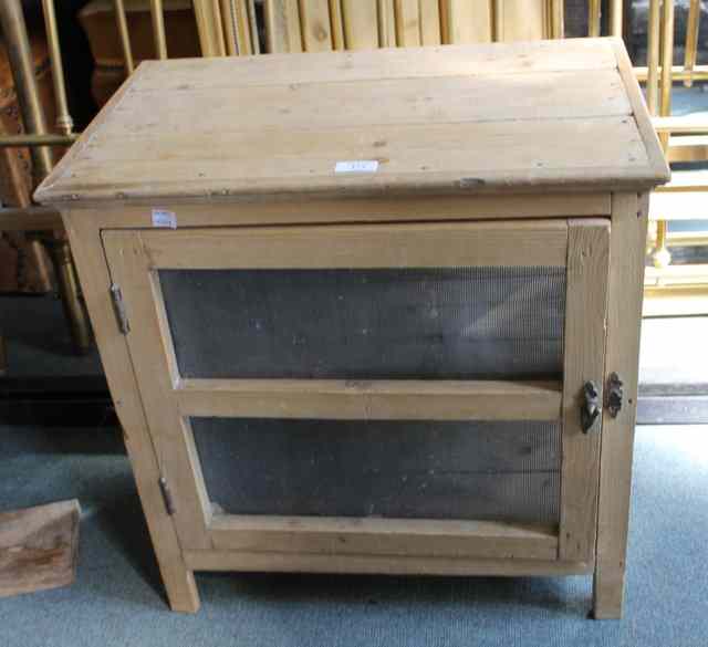 Appraisal: A VICTORIAN STRIPPED AND WAXED PINE MEAT SAFE together with