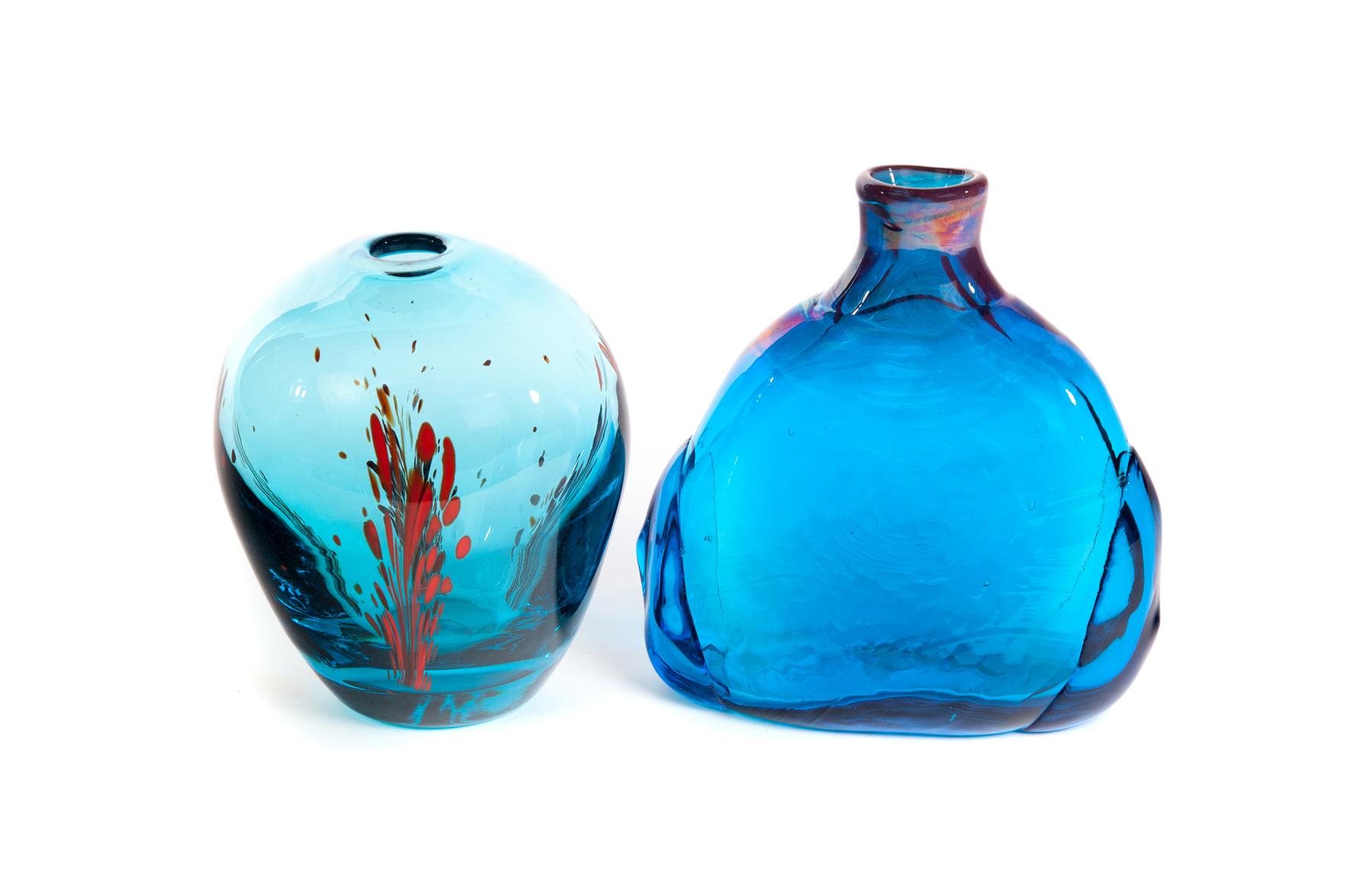 Appraisal: TWO SIGNED LABINO ART GLASS VASES Grand Rapids Ohio Both