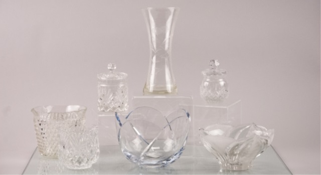 Appraisal: Seven Pieces of Pressed and Etched Glass To include sugar