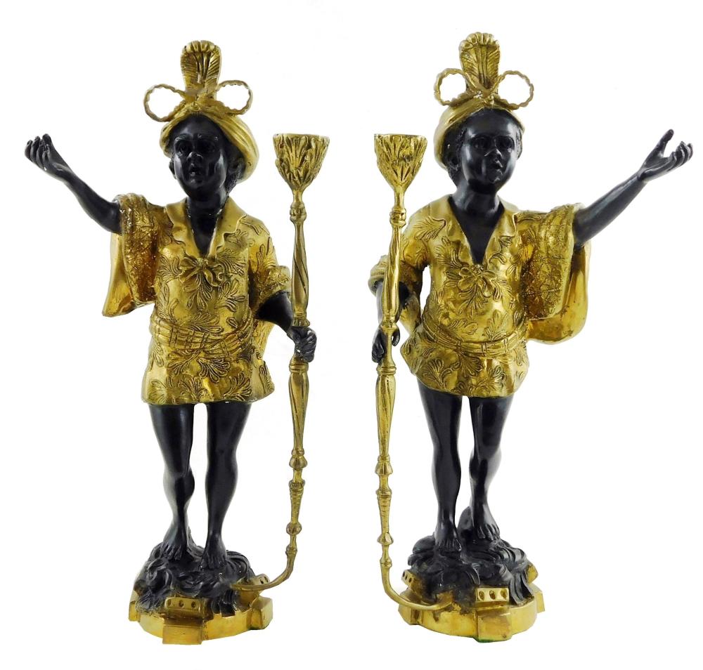 Appraisal: Two Venetian style blackamoor candlesticks late th early th C