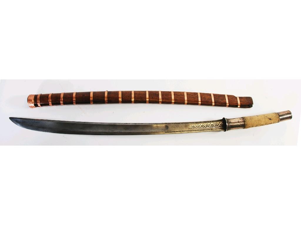 Appraisal: NINETEENTH CENTURY BURMESE SWORD DHA with curved swollen fullered single