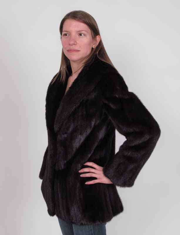 Appraisal: BLACK - DARKEST BROWN MINK JACKET Size - generous collar