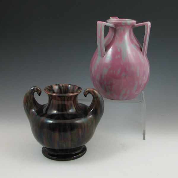 Appraisal: Two Japanese glaze effect vases Both marked with impressed marks