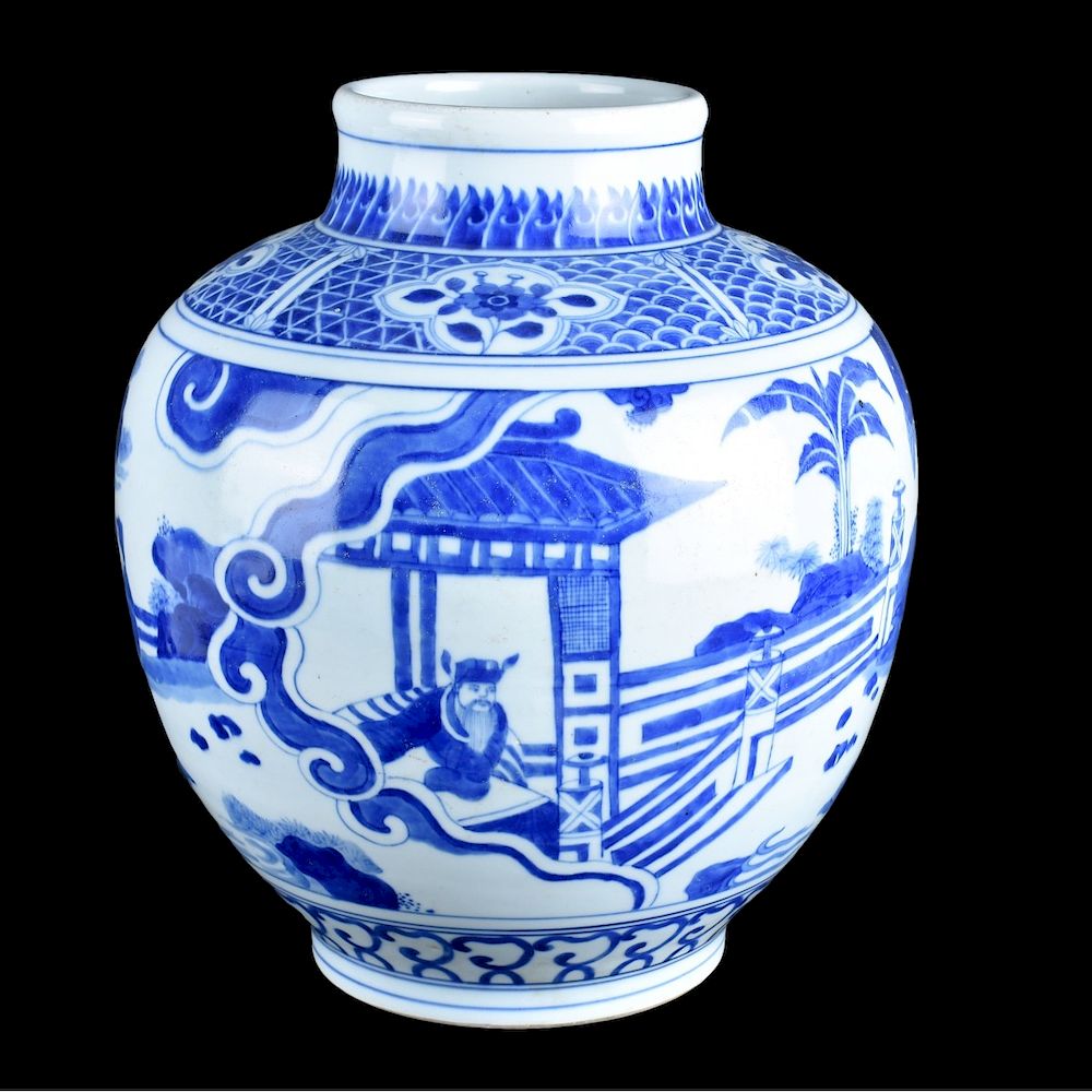 Appraisal: Chinese Blue and White Vase Chinese Blue and White Ming