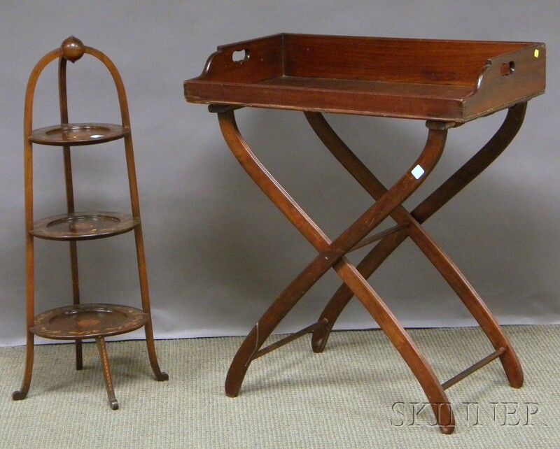 Appraisal: Georgian Mahogany Coaching Table with Folding Stand and an Edwardian