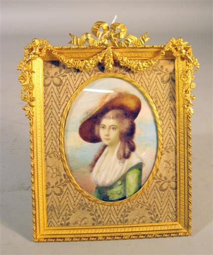 Appraisal: Miniature portrait of Miss Bingham th century Oval watercolor on